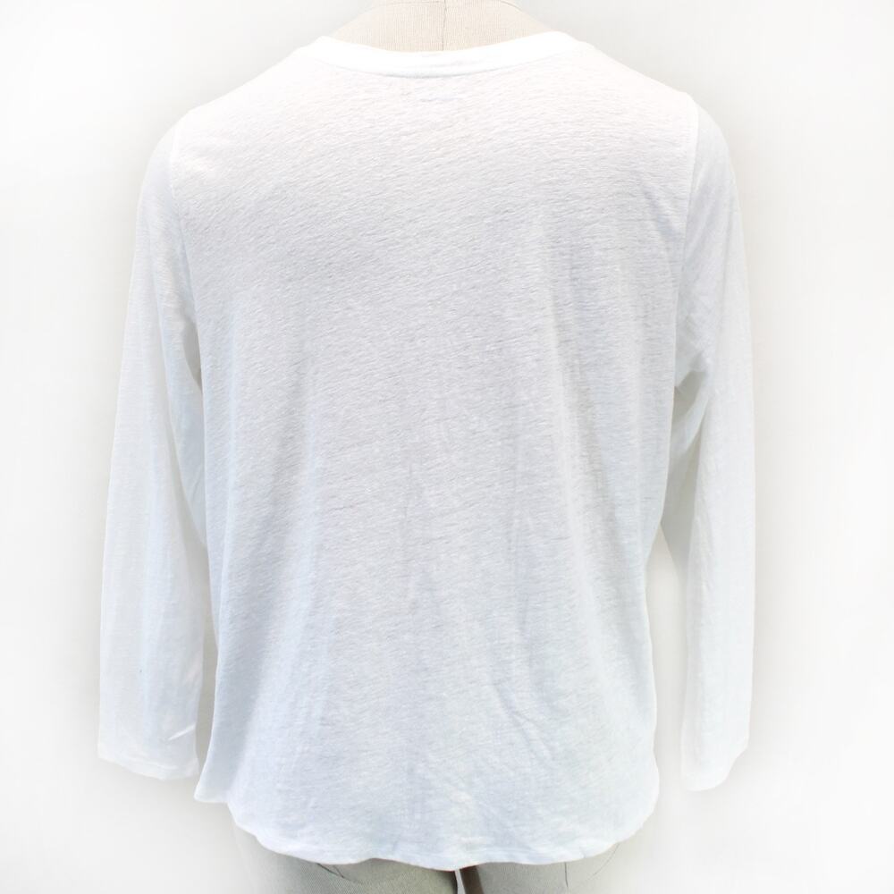 Eileen Fisher Plus White 100% Bio-Linen Crew Neck Minimalist Long Sleeve Top 1X - Picture 5 of 6